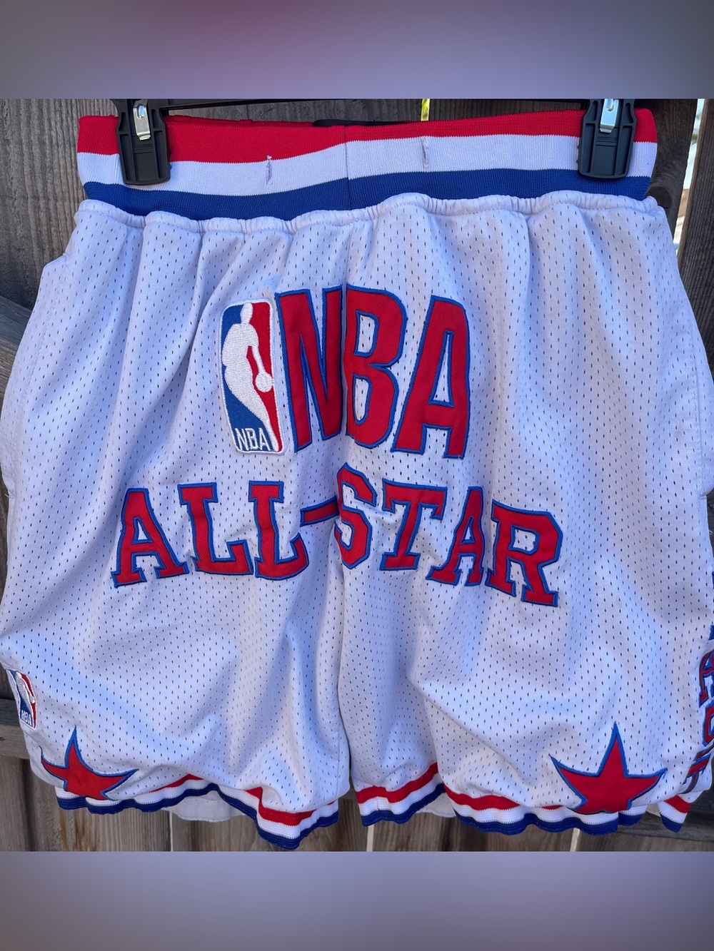NBA All-Star East Retro Basketball Shorts White Mesh Hardwood Classic NBA Logo